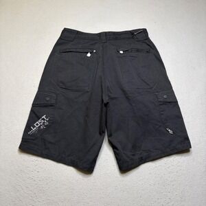 Lost Enterprises Cargo Shorts Mens 32 Black Y2K Skate The System Is Down Graphic